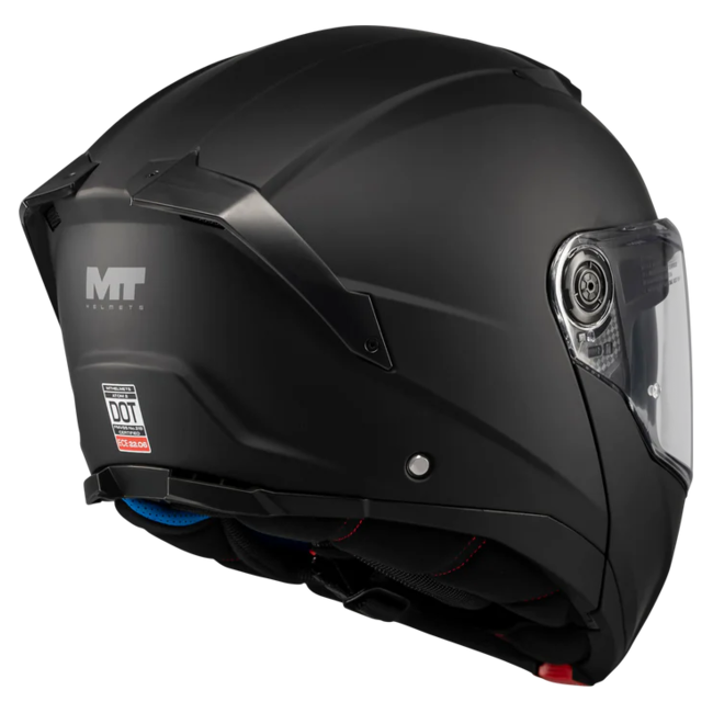 MT-Helmets Atom 2 SV Pure A1 Flip-Up Helmet – Matt Black – rear three-quarter view
