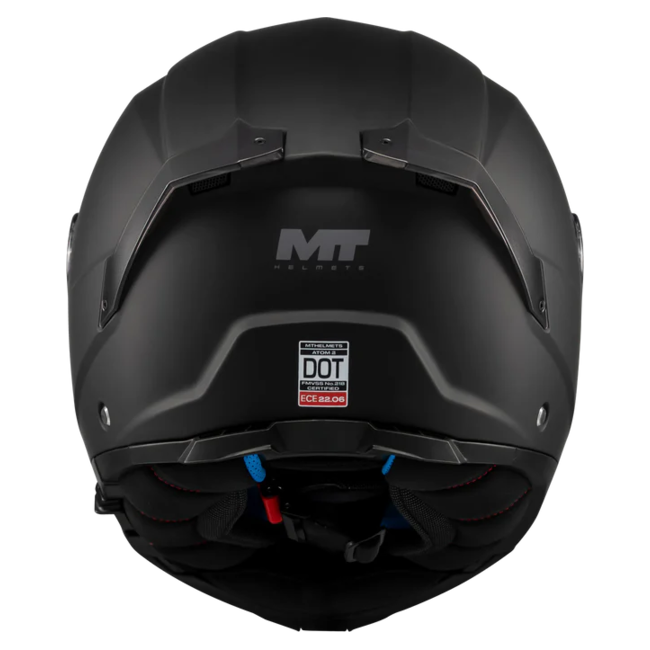 MT-Helmets Atom 2 SV Pure A1 Flip-Up Helmet – Matt Black – rear view