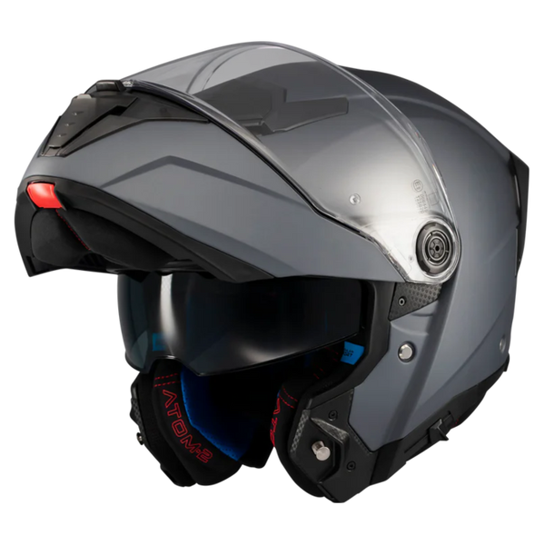 MT-Helmets Atom 2 SV Pure A2 Flip-Up Helmet – Matt Grey – front three-quarter view