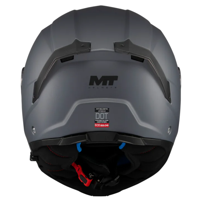 MT-Helmets Atom 2 SV Pure A2 Flip-Up Helmet – Matt Grey – rear view