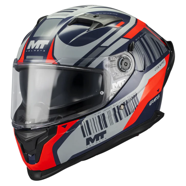 MT-Helmets Braker SV Cockpit C5 Full-Face Helmet – Gloss – front three-quarter view