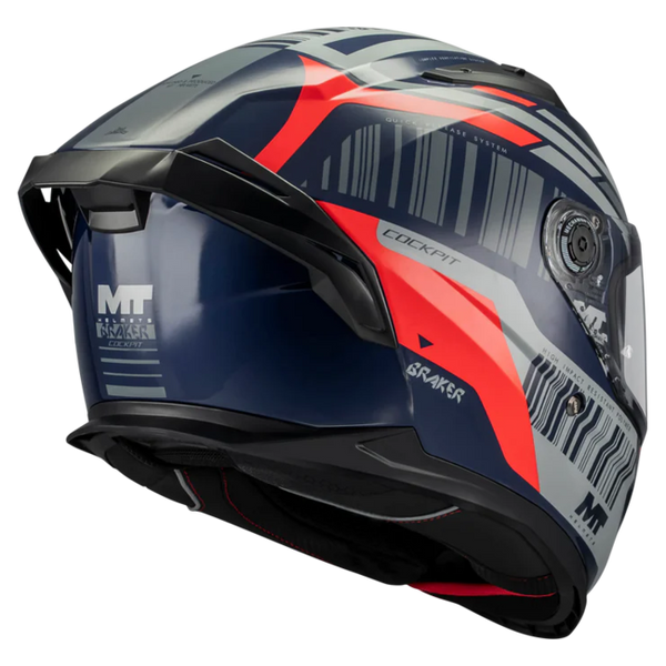 MT-Helmets Braker SV Cockpit C5 Full-Face Helmet – Gloss – rear three-quarter view