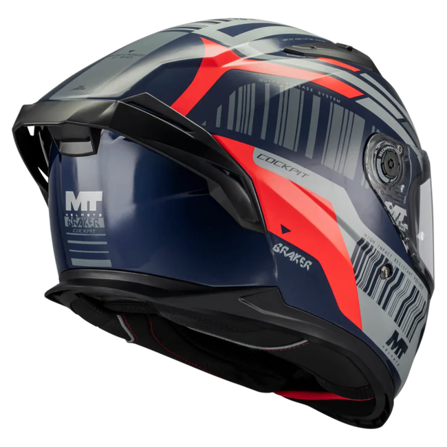 MT-Helmets Braker SV Cockpit C5 Full-Face Helmet – Gloss – rear three-quarter view