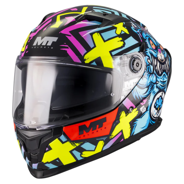 MT-Helmets Braker SV Crazy Teddy B7 Full-Face Helmet – Gloss – front three-quarter view