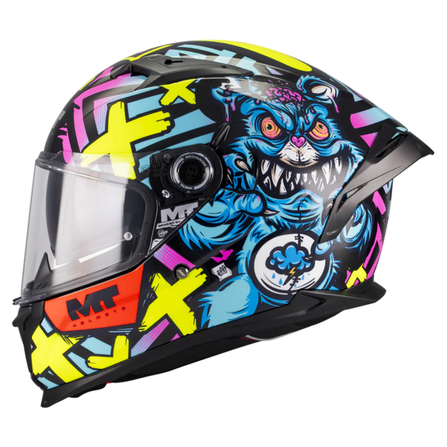MT-Helmets Braker SV Crazy Teddy B7 Full-Face Helmet – Gloss – left side view