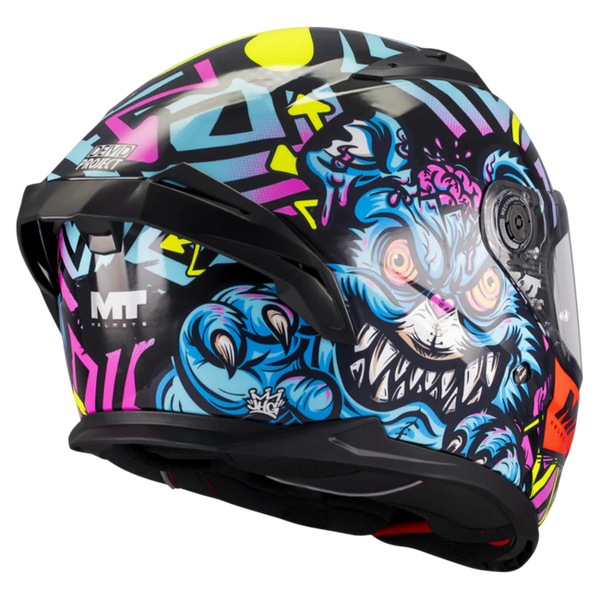 MT-Helmets Braker SV Crazy Teddy B7 Full-Face Helmet – Gloss – rear three-quarter view
