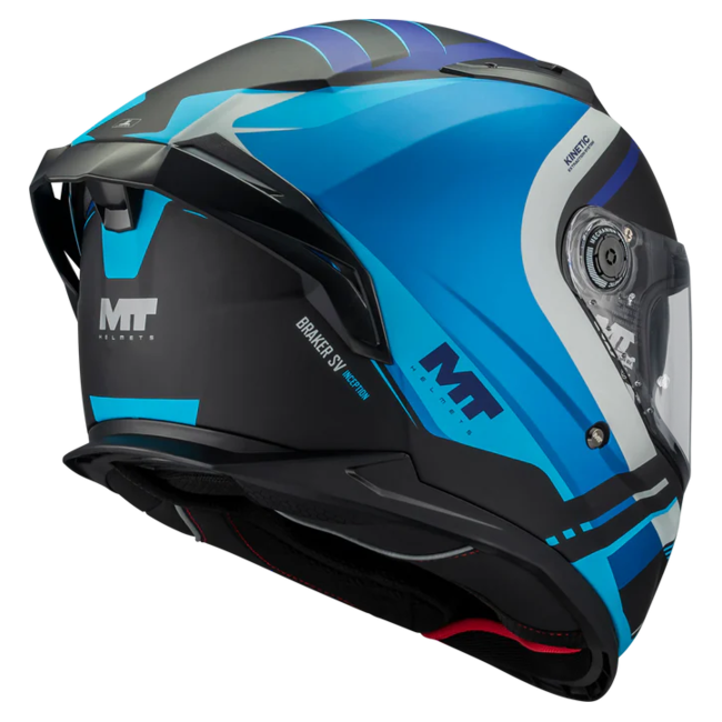 MT-Helmets Braker SV Inception B7 Full-Face Helmet – Matt – rear three-quarter view