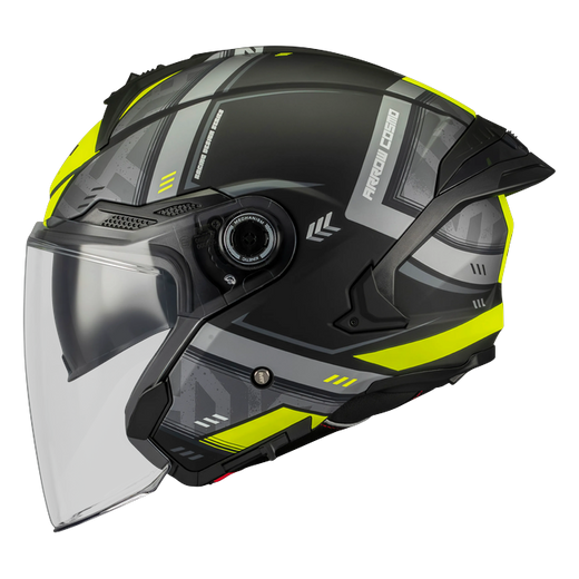 MT-Helmets Cosmo SV Arrow B3 Jet Helmet – Matt Neon Yellow