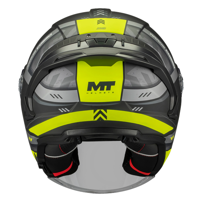 MT-Helmets Cosmo SV Arrow B3 Jet Helmet – Matt Neon Yellow – rear view