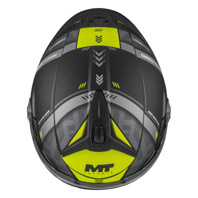 MT-Helmets Cosmo SV Arrow B3 Jet Helmet – Matt Neon Yellow – top view