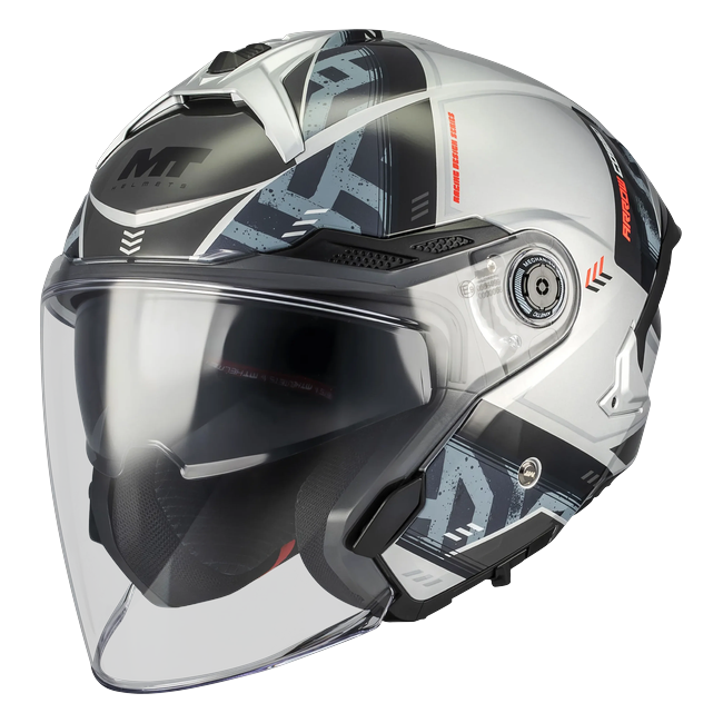 MT-Helmets Cosmo SV Arrow C2 Jet Helmet – Gloss Grey – front three-quarter view