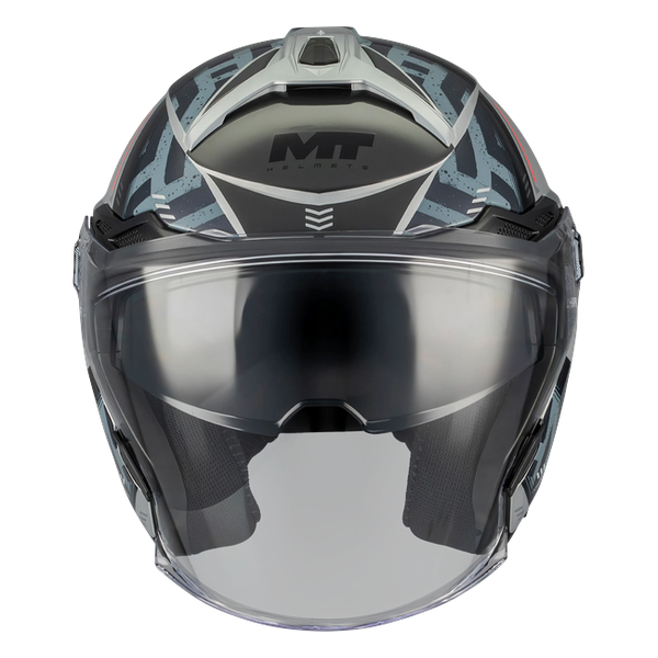 MT-Helmets Cosmo SV Arrow C2 Jet Helmet – Gloss Grey – front view
