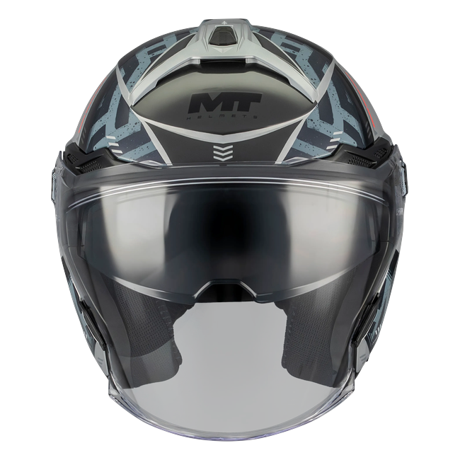 MT-Helmets Cosmo SV Arrow C2 Jet Helmet – Gloss Grey – front view
