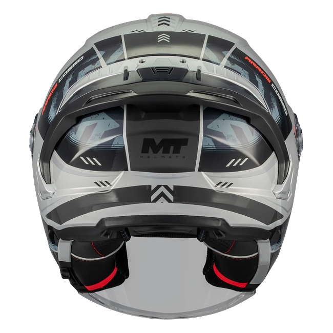 MT-Helmets Cosmo SV Arrow C2 Jet Helmet – Gloss Grey – rear view