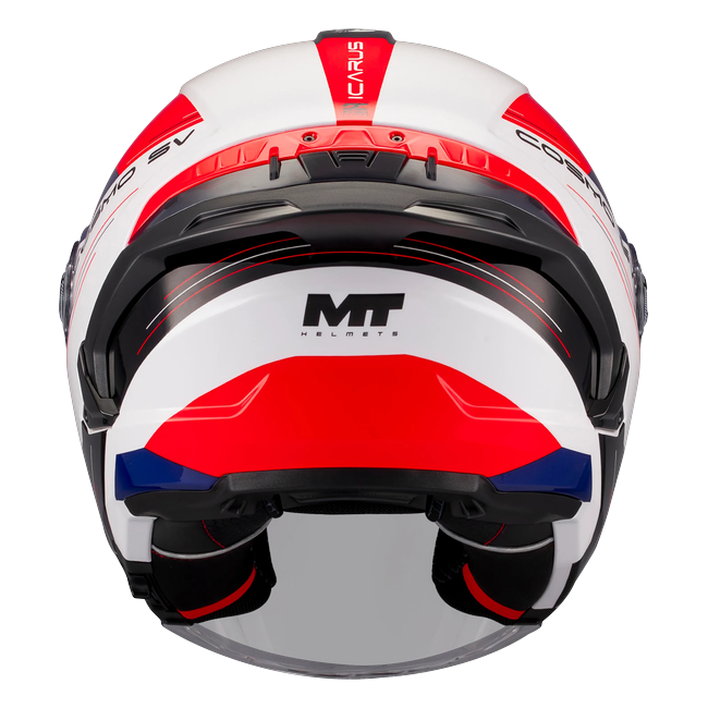 MT-Helmets Cosmo SV Icarus A5 Jet Helmet – Gloss Red / Dark Blue – rear view