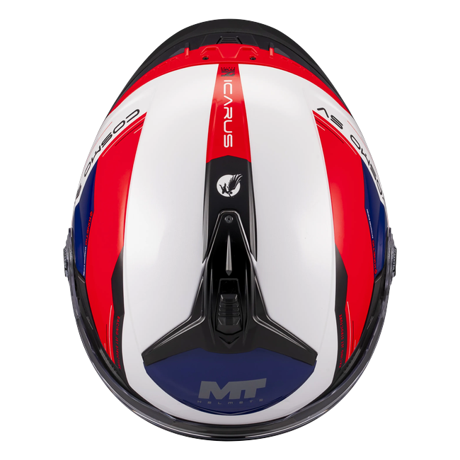 MT-Helmets Cosmo SV Icarus A5 Jet Helmet – Gloss Red / Dark Blue – top view