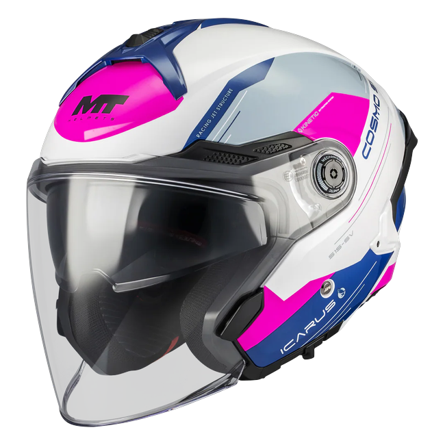 MT-Helmets Cosmo SV Icarus A8 Jet Helmet – Gloss Pink – front three-quarter view