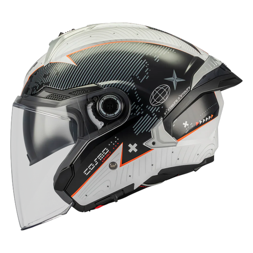 MT-Helmets Cosmo SV Layout A1 Jet Helmet – Gloss Grey / Orange