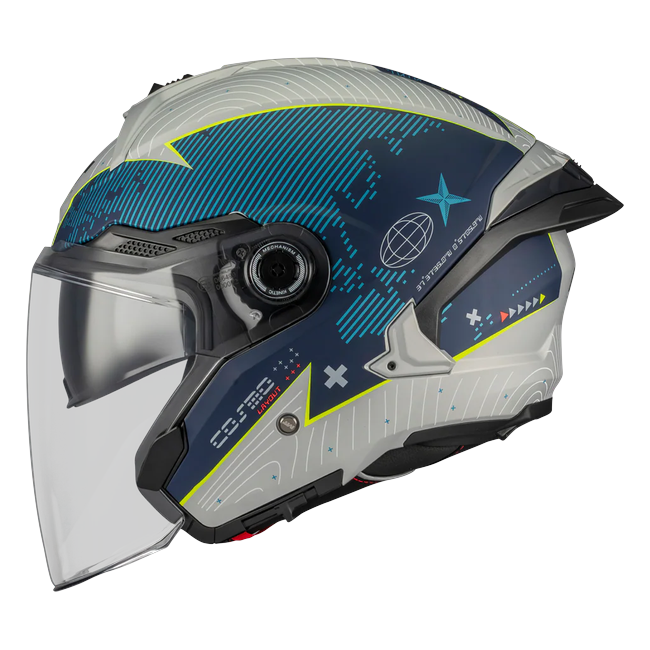 MT-Helmets Cosmo SV Layout C7 Jet Helmet – Matt Dark Blue / Grey – left side view