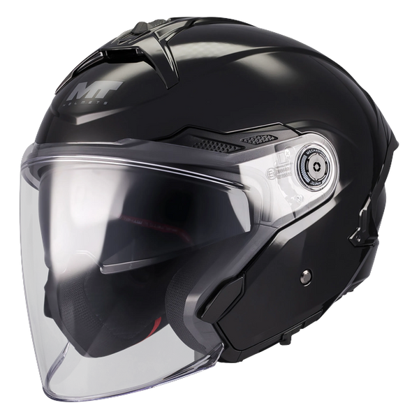 MT-Helmets Cosmo SV Pure A1 Jet Helmet – Gloss Black – front three-quarter view