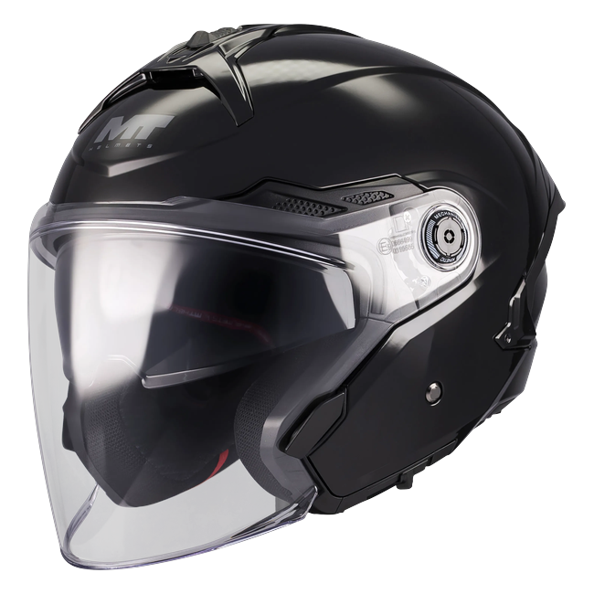 MT-Helmets Cosmo SV Pure A1 Jet Helmet – Gloss Black – front three-quarter view