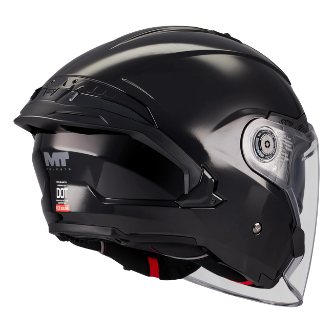 MT-Helmets Cosmo SV Pure A1 Jet Helmet – Gloss Black – rear three-quarter view