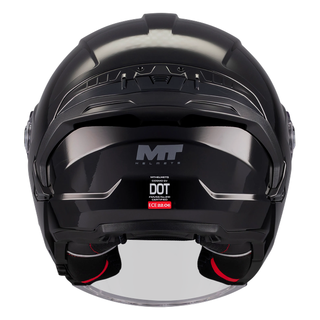 MT-Helmets Cosmo SV Pure A1 Jet Helmet – Gloss Black – rear view