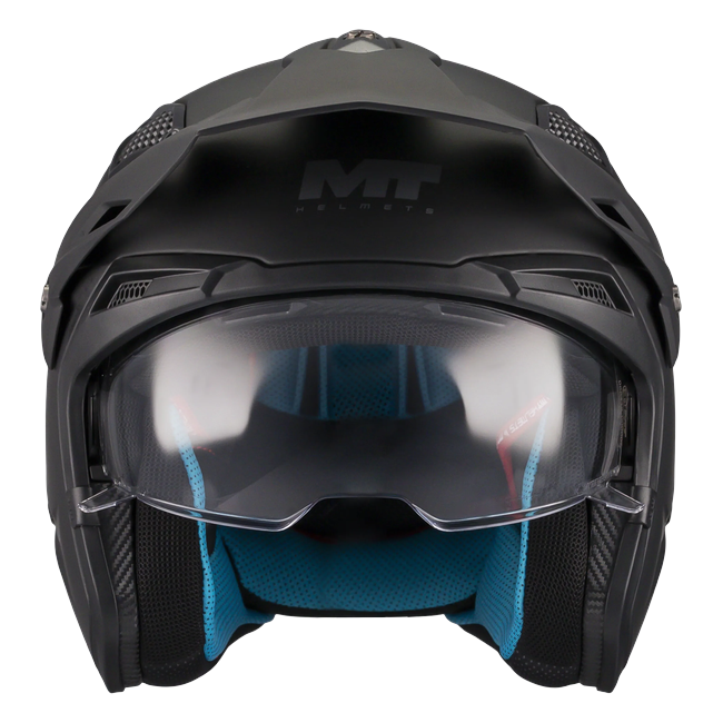 MT-Helmets District SV S Pure A1 Trail Helmet – Matt Black – front three-quarter view