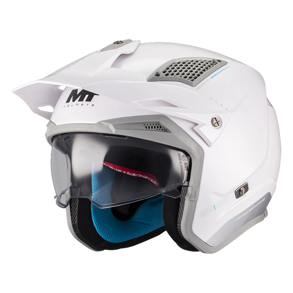 MT-Helmets District SV S Soul A2 Trail Helmet – Gloss White – front three-quarter view