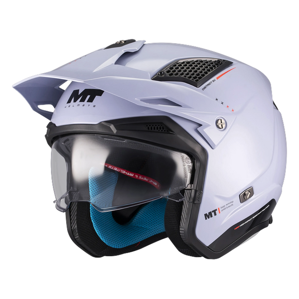 MT-Helmets District SV S Soul C17 Trail Helmet – Gloss Grey – front three-quarter view