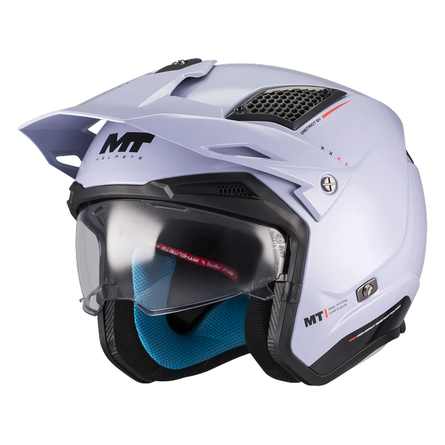 MT-Helmets District SV S Soul C17 Trail Helmet – Gloss Grey – front three-quarter view