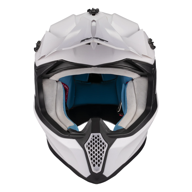 MT-Helmets Falcon S Pure A0 Motocross Helmet – Gloss Pearl White – front view