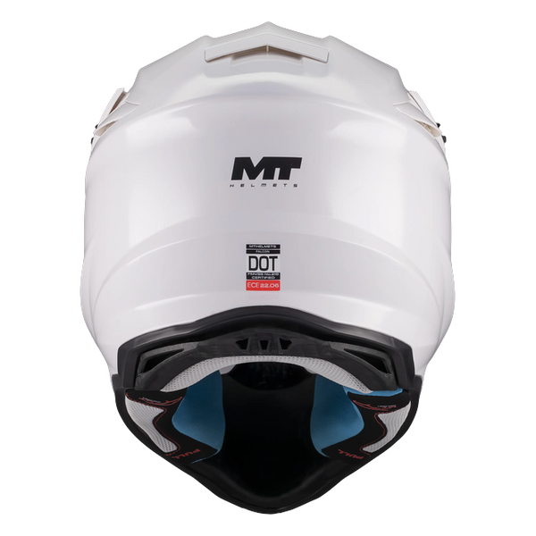 MT-Helmets Falcon S Pure A0 Motocross Helmet – Gloss Pearl White – rear view