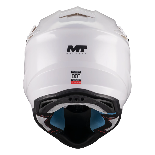 MT-Helmets Falcon S Pure A0 Motocross Helmet – Gloss Pearl White – rear view