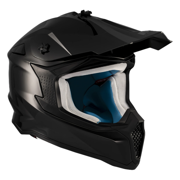 MT-Helmets Falcon S Pure A1 Motocross Helmet – Matt Black – rear three-quarter view
