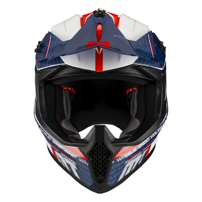 MT-Helmets Falcon S Ruler A15 Motocross Helmet – Gloss White/Navy/Red – front view