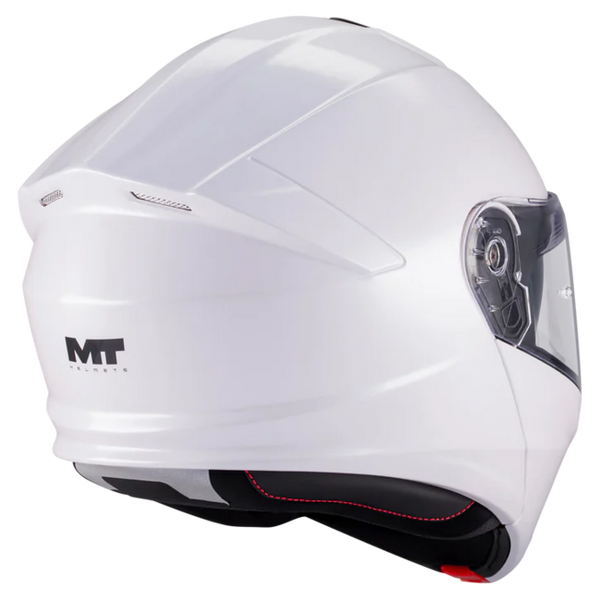 MT-Helmets Genesis R SV Pure A0 Flip-Up Helmet – Gloss White – rear three-quarter view