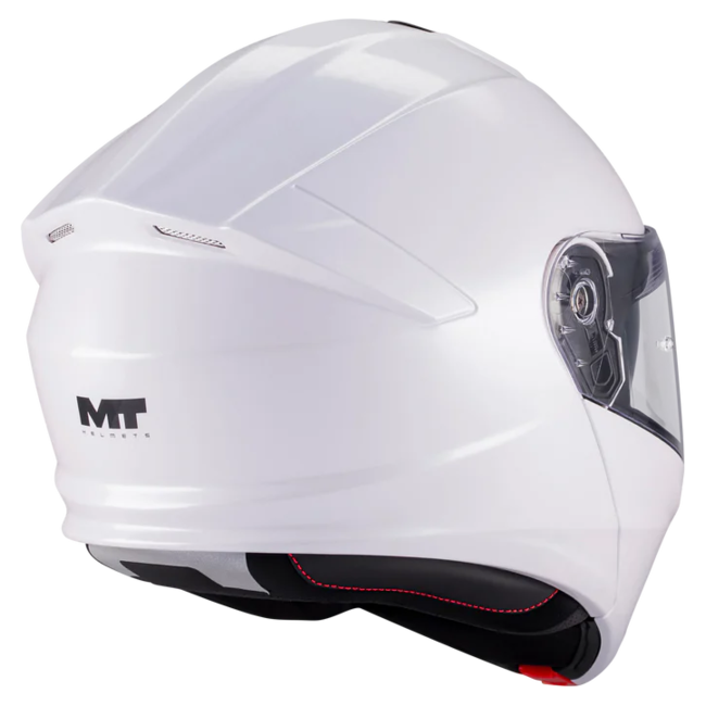 MT-Helmets Genesis R SV Pure A0 Flip-Up Helmet – Gloss White – rear three-quarter view
