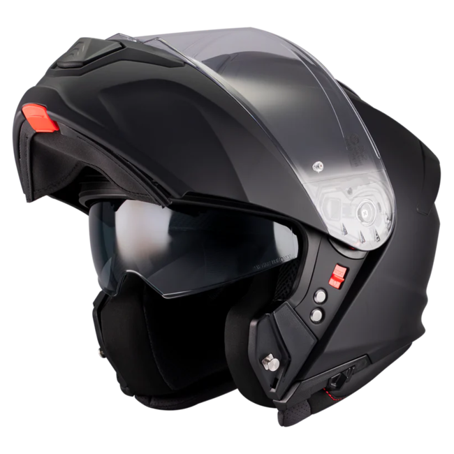 MT-Helmets Genesis R SV Pure A1 Flip-Up Helmet – Matt Black – front three-quarter view