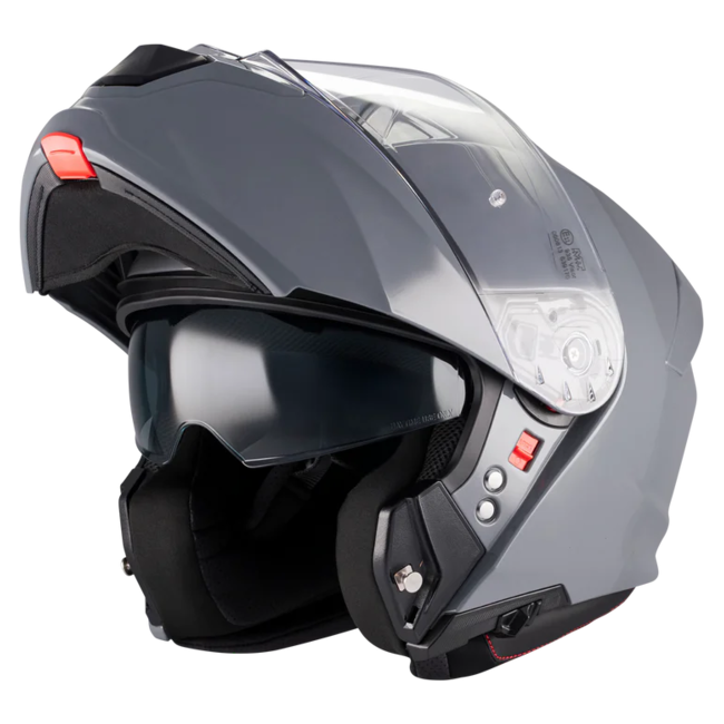 MT-Helmets Genesis R SV Pure A12 Flip-Up Helmet – Gloss Grey – front three-quarter view