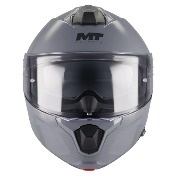 MT-Helmets Genesis R SV Pure A12 Flip-Up Helmet – Gloss Grey – front view