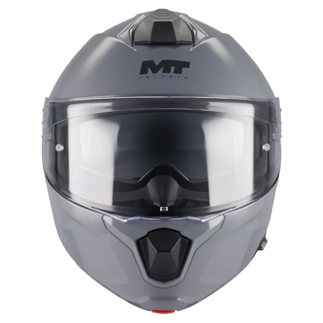 MT-Helmets Genesis R SV Pure A12 Flip-Up Helmet – Gloss Grey – front view