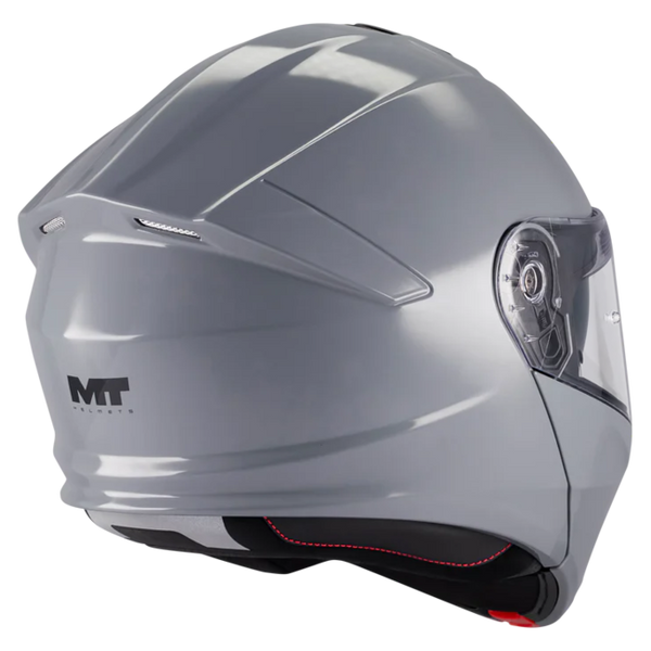 MT-Helmets Genesis R SV Pure A12 Flip-Up Helmet – Gloss Grey – rear three-quarter view