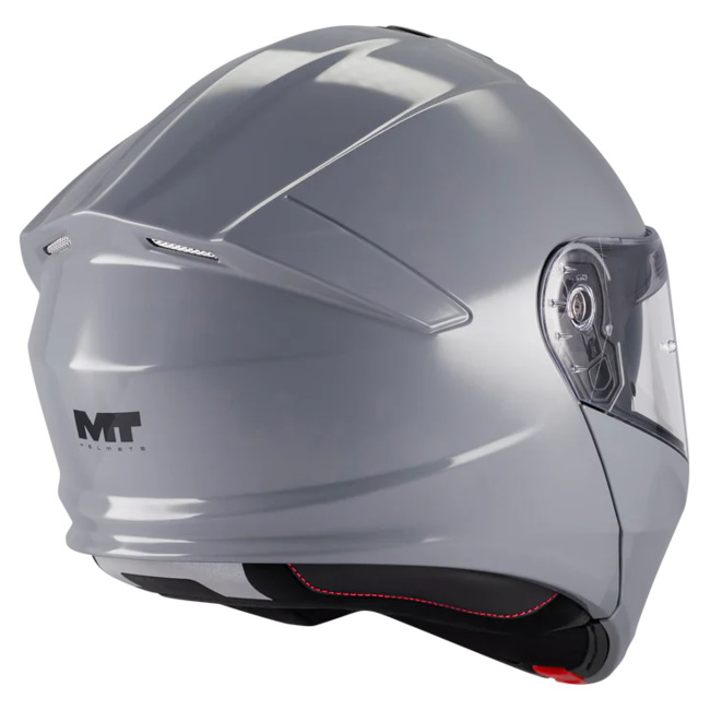MT-Helmets Genesis R SV Pure A12 Flip-Up Helmet – Gloss Grey – rear three-quarter view