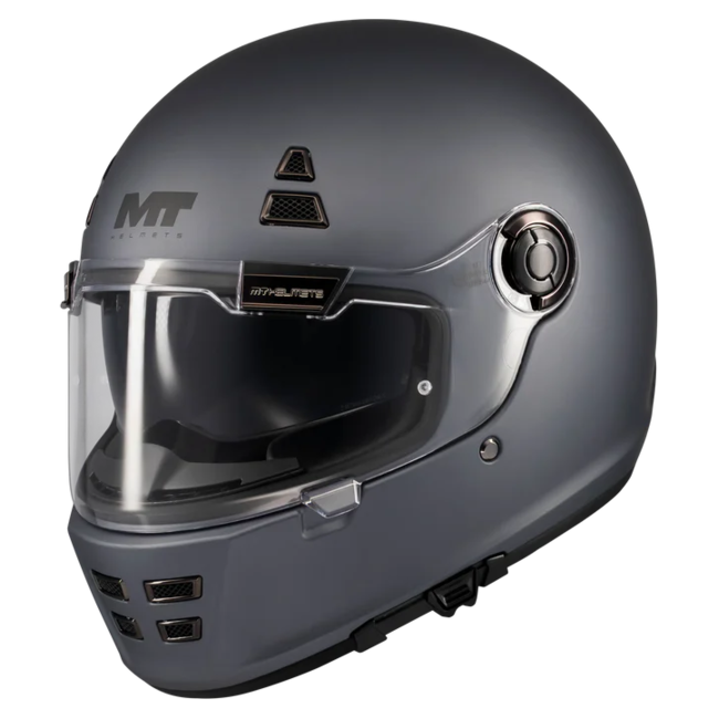 MT-Helmets Jarama SV Pure A2 Full-Face Helmet – Matt Grey – front three-quarter view
