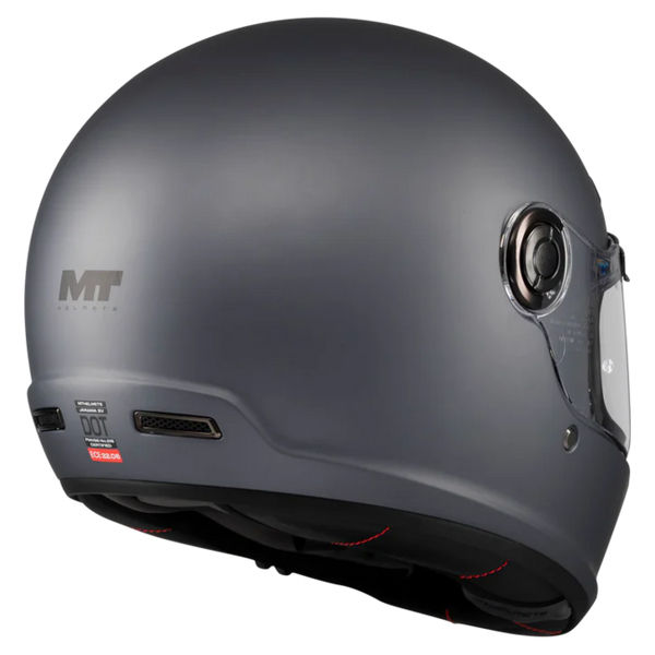 MT-Helmets Jarama SV Pure A2 Full-Face Helmet – Matt Grey – rear three-quarter view