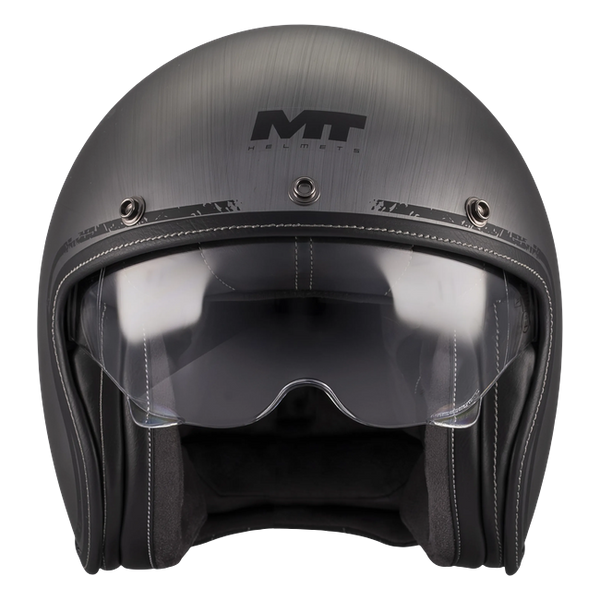 MT-Helmets Le Mans 2 SV S Brushed A2 Jet Helmet – Matt Grey – front view