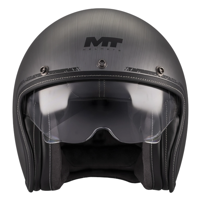 MT-Helmets Le Mans 2 SV S Brushed A2 Jet Helmet – Matt Grey – front view