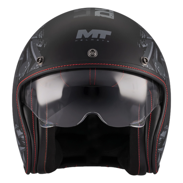 MT-Helmets Le Mans 2 SV S Dystopic B12 Jet Helmet – Matt Black – front view
