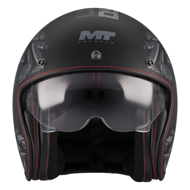 MT-Helmets Le Mans 2 SV S Dystopic B12 Jet Helmet – Matt Black – front view